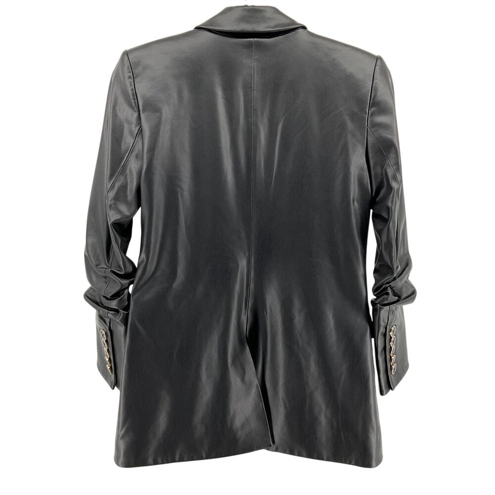 Veronica Beard Vegan Leather Black Beacon Blazer Size 0 - Picture 3 of 7